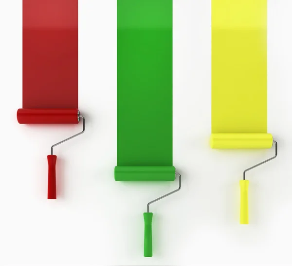 Three rollers painting lines — Stock Photo, Image