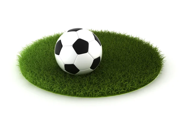 Gramado de grama com bola de futebol — Fotografia de Stock