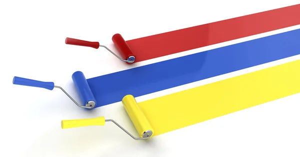 Three paint rollers — Stock Photo, Image