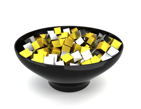 Colour cubes in bowl — Stock Photo, Image