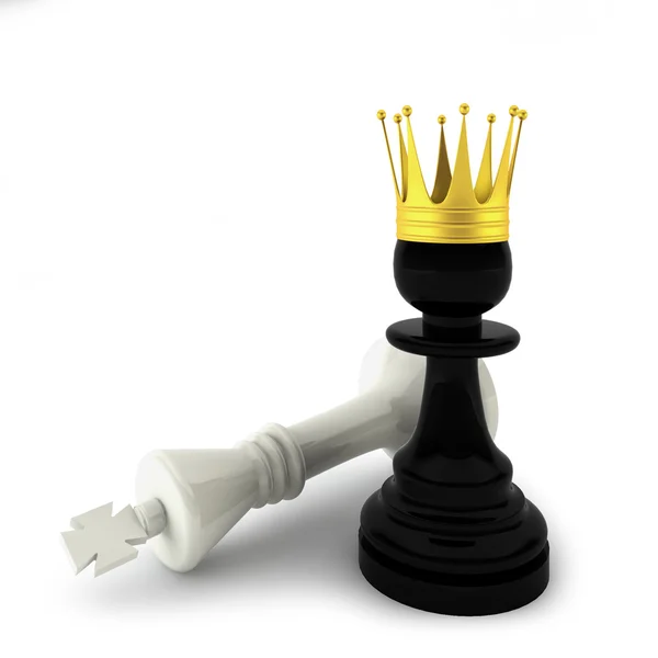 击败的国王和一颗棋子 — 图库照片