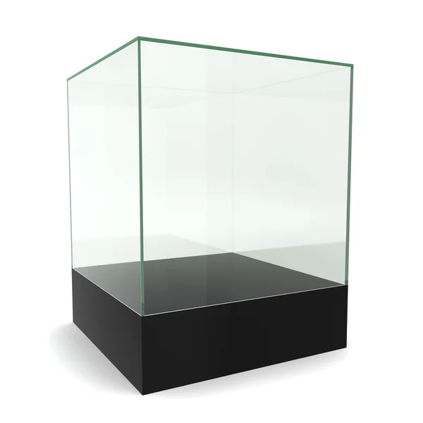 Скляний куб на п'єдесталі — стокове фото