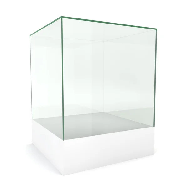 Glass cube on pedestal — Stock Photo, Image