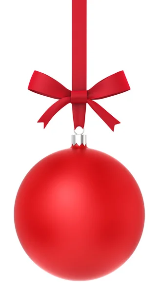 Bola roja de Navidad con bonito lazo — Foto de Stock