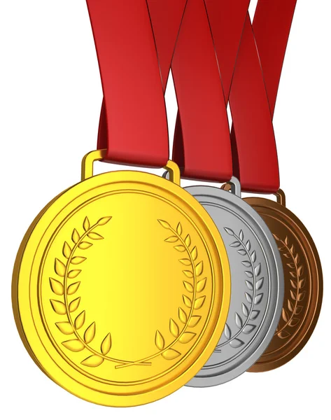 Medalha com fita vermelha — Fotografia de Stock