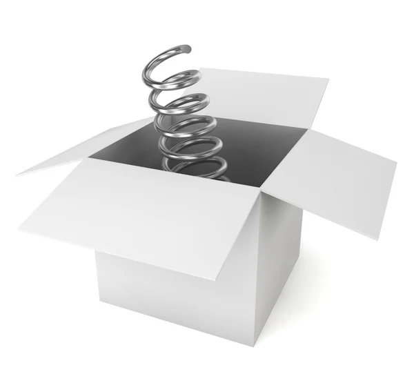 Metal spring come out of the box — Stock Photo, Image