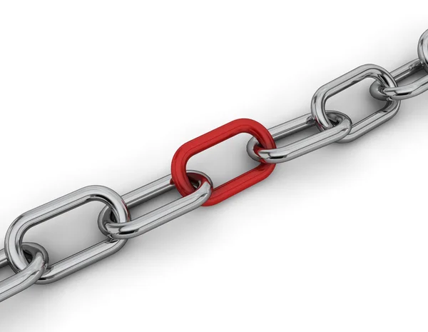 Chain with red link — Stock Photo, Image