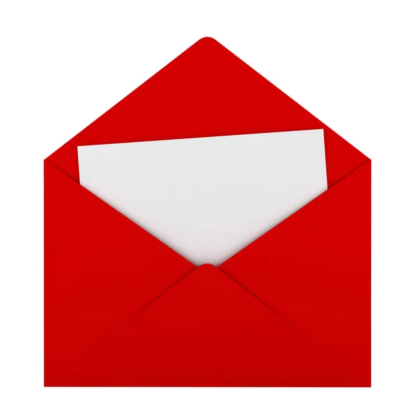 Червоний конверт з аркушем паперу — стокове фото