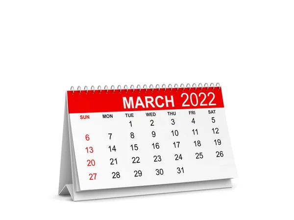 Kalender Voor 2022 Jaar Illustratie Geïsoleerd Witte Achtergrond Week Begint — Stockfoto