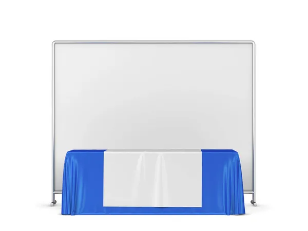 Blank Tradeshow Tablecloth Runner Backdrop Banner Mockup Illustration Isolated White — Stock Photo, Image