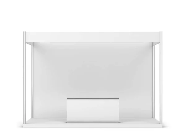 Cabine Feiras Branco Com Contra Maquete Ilustração Isolado Fundo Branco — Fotografia de Stock