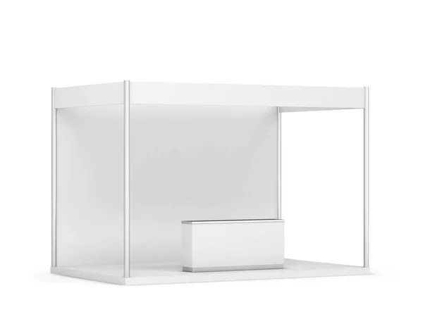 Cabine Feiras Branco Com Contra Maquete Ilustração Isolado Fundo Branco — Fotografia de Stock