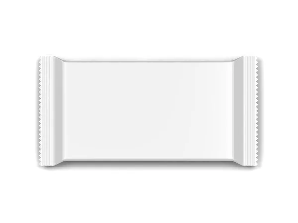 ブランクフローパックモックアップ 白地に隔離された3Dイラスト — ストック写真