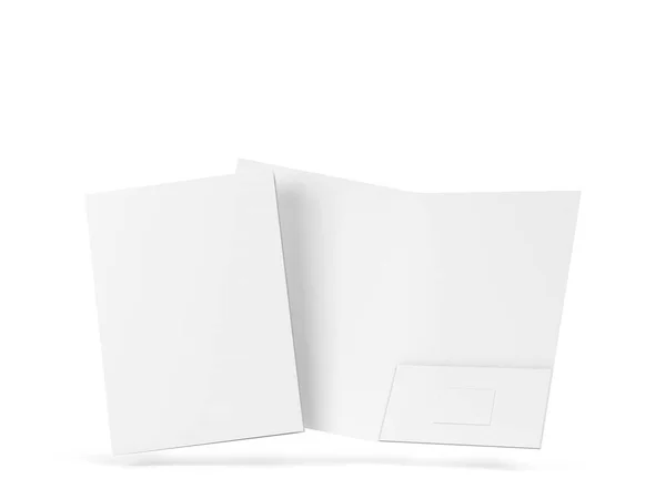 空白文件夹与名片模型 3D在白色背景上孤立的图解 — 图库照片