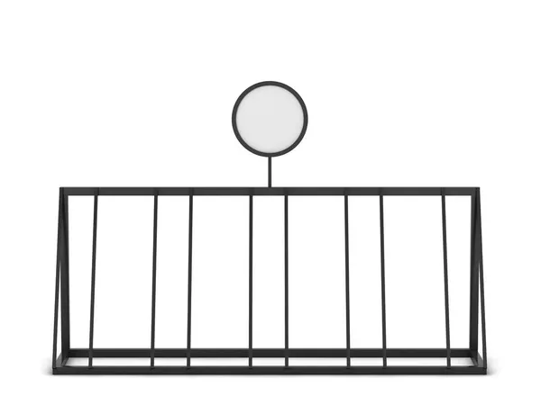 Parking Vélo Avec Panneau Rond Illustration Isolée Sur Fond Blanc — Photo