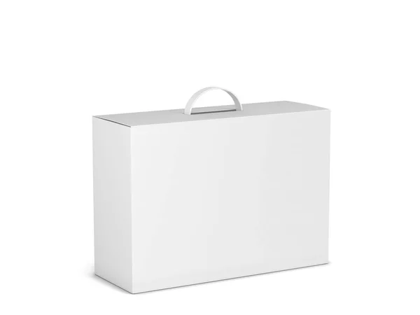 带手柄的空白包装盒 3D在白色背景上孤立的图解 — 图库照片