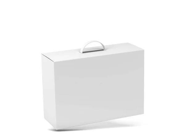 Caixa Embalagem Branco Com Alça Ilustração Isolado Fundo Branco — Fotografia de Stock