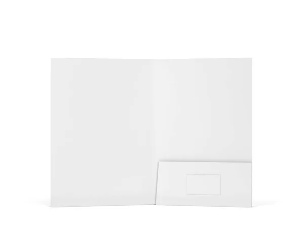 Carpeta Blanco Con Maqueta Tarjeta Visita Ilustración Aislada Sobre Fondo — Foto de Stock