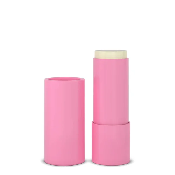 Blank Lip Balm Container Mockup Illustration Isolated White Background Stock Photo