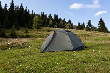 çayır üzerinde çadır.