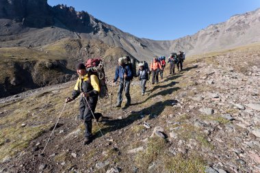 Kamçatka üzerinde trekking.