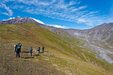 Kamçatka üzerinde trekking.