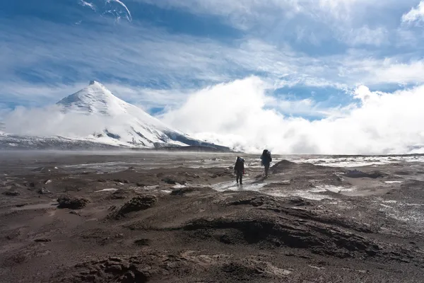 Kamçatka üzerinde trekking.