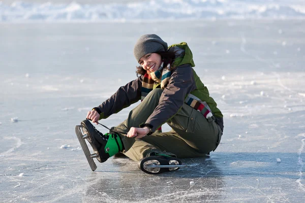 Menina com patins . — Fotografia de Stock