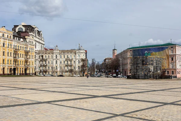 Kyiv Ukraine April 2022 Krig Ukraina Övergivna Gator Tomma Sofievskaja — Stockfoto