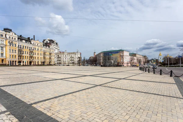 Kyiv Ucrania Abril 2022 Guerra Ucrania Calles Desiertas Plaza Sofievskaya — Foto de Stock
