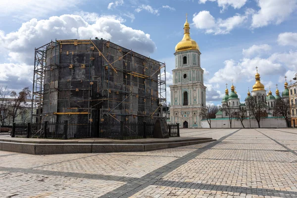 Kyiv Ukraine April 2022 Krig Ukraina Övergivna Gator Tomma Sofievskaja — Stockfoto