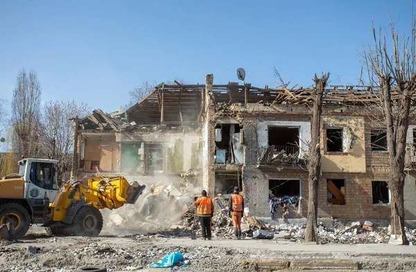 Бородянка Украина Апреля 2022 Года Хаос Опустошение Улицах Бородянки Результате — стоковое фото