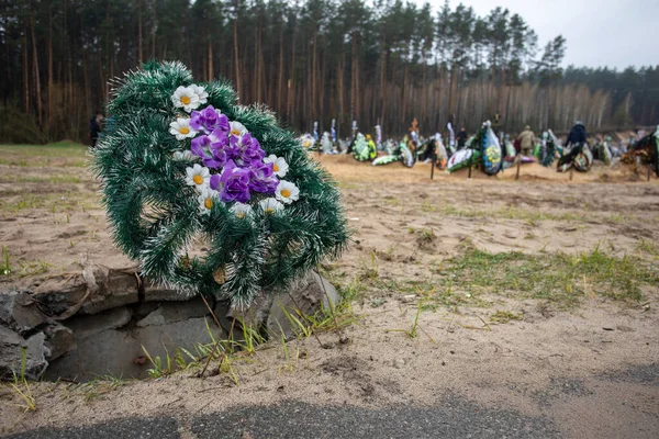 Irpin Kyiv Region Ukraine 2022 Irpin Cemetery Full Fresh Graves — 스톡 사진
