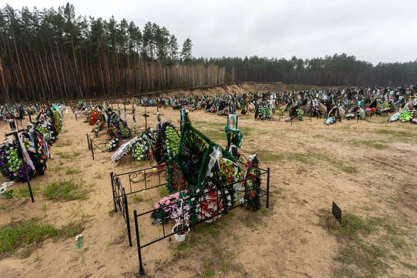 Irpin Kyiv Region Ukraine 2022 Irpin Cemetery Full Fresh Graves — 스톡 사진