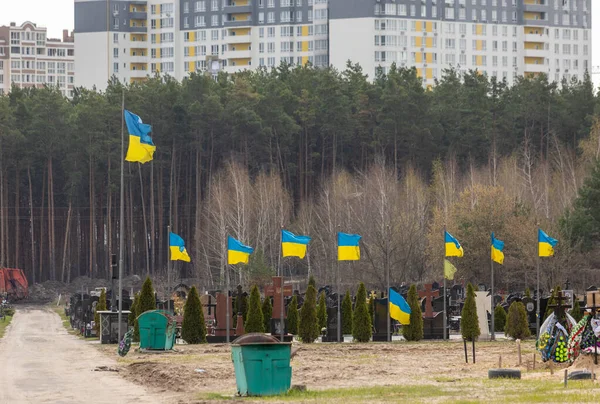 Irpin Kyiv Region Ukraine 2022 Irpin Cemetery Full Fresh Graves — Stock Photo, Image