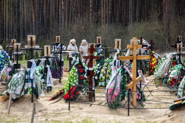 Irpin Kyiv Region Ukraine 2022 Irpin Cemetery Full Fresh Graves — 스톡 사진