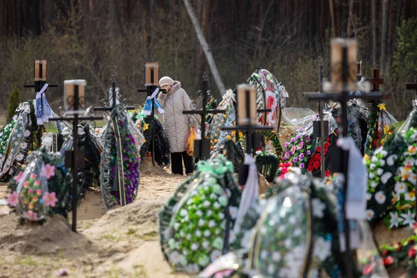 Irpin Kyiv Region Ukraine 2022 Irpin Cemetery Full Fresh Graves — Fotografia de Stock