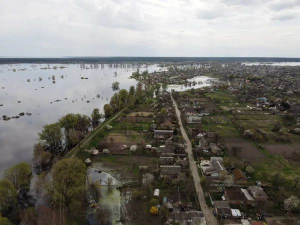 Flooded Village Demidov Due Explosion Dam Russian Army Attack Kyiv —  Fotos de Stock