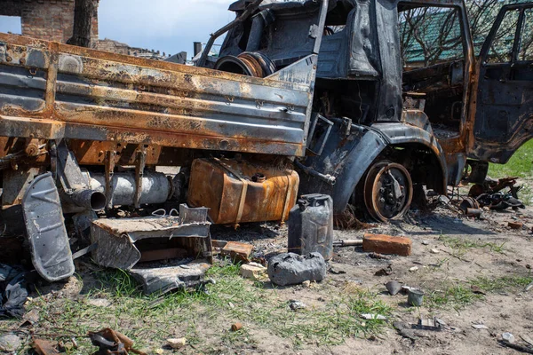 Gostomel Kyiv Region Ukraine 2022 Car Graveyard Shot Destroyed Cars — Fotografia de Stock