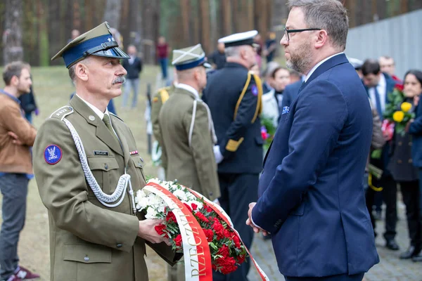 Bykivnia Ukrajina Května 2022 Slavnostní Ceremoniál Ukrajinských Polských Delegací Počest Royalty Free Stock Fotografie