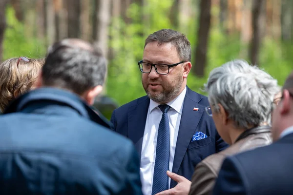 Bykivnia Ukrajina Května 2022 Slavnostní Ceremoniál Ukrajinských Polských Delegací Počest Royalty Free Stock Fotografie