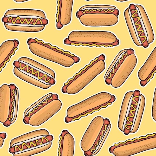 Muster von Hotdogs, Vektorillustration — Stockvektor