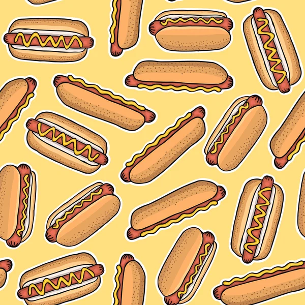 Patroon van hotdogs, vectorillustratie — Stockvector