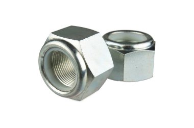 Metal ceviz beyaz arka planda izole edilmiş, dişi vida