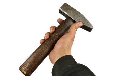 Elleri çekiç gibi, bembeyaz.