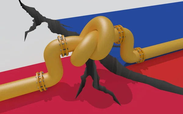 Gasleiding tussen Polen en Rusland. 3D illustratie — Stockfoto