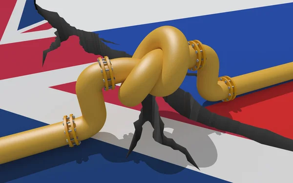 Plynovod mezi Spojeným královstvím a Ruskem. 3D ilustrace — Stock fotografie