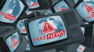 TV ekranında sahte haberler. Yayın, trolleme, yanlış bilgi, aldatmaca, propaganda, bilgi ve yanlış bilgilendirme.