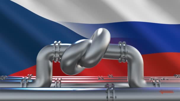 Gazoduc Carburant Avec Nœud Sur Fond Drapeaux République Tchèque Russie — Video