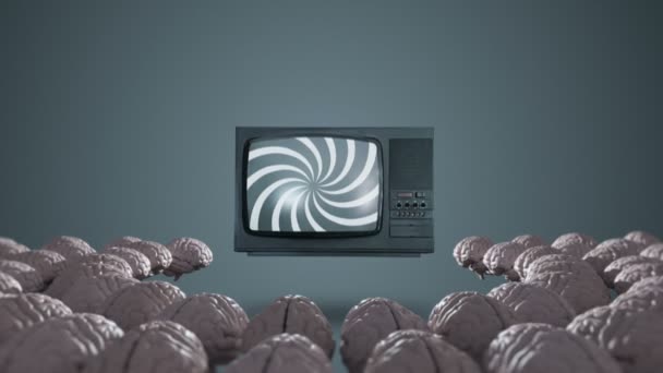 Гипнотическая Спираль Телевизионных Экранах Концепция Влияния Сми Людей Трансляция Ложная — стоковое видео